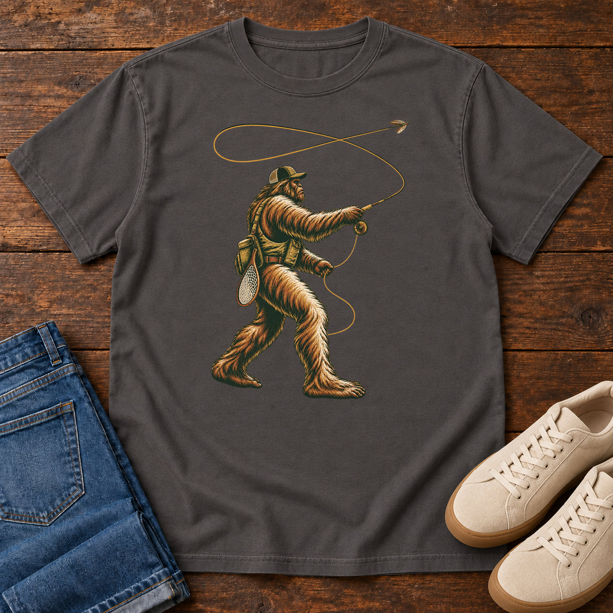 Bigfoot Fly Fishing T-Shirt in Graphite