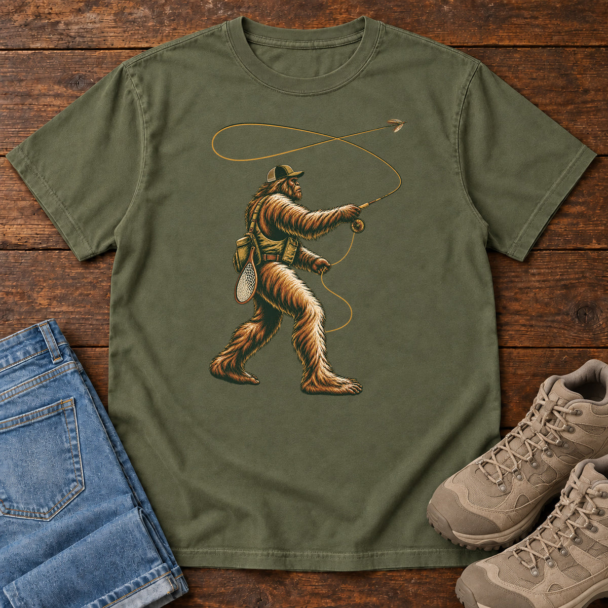 Bigfoot Fly Fishing T-Shirt in Hemp