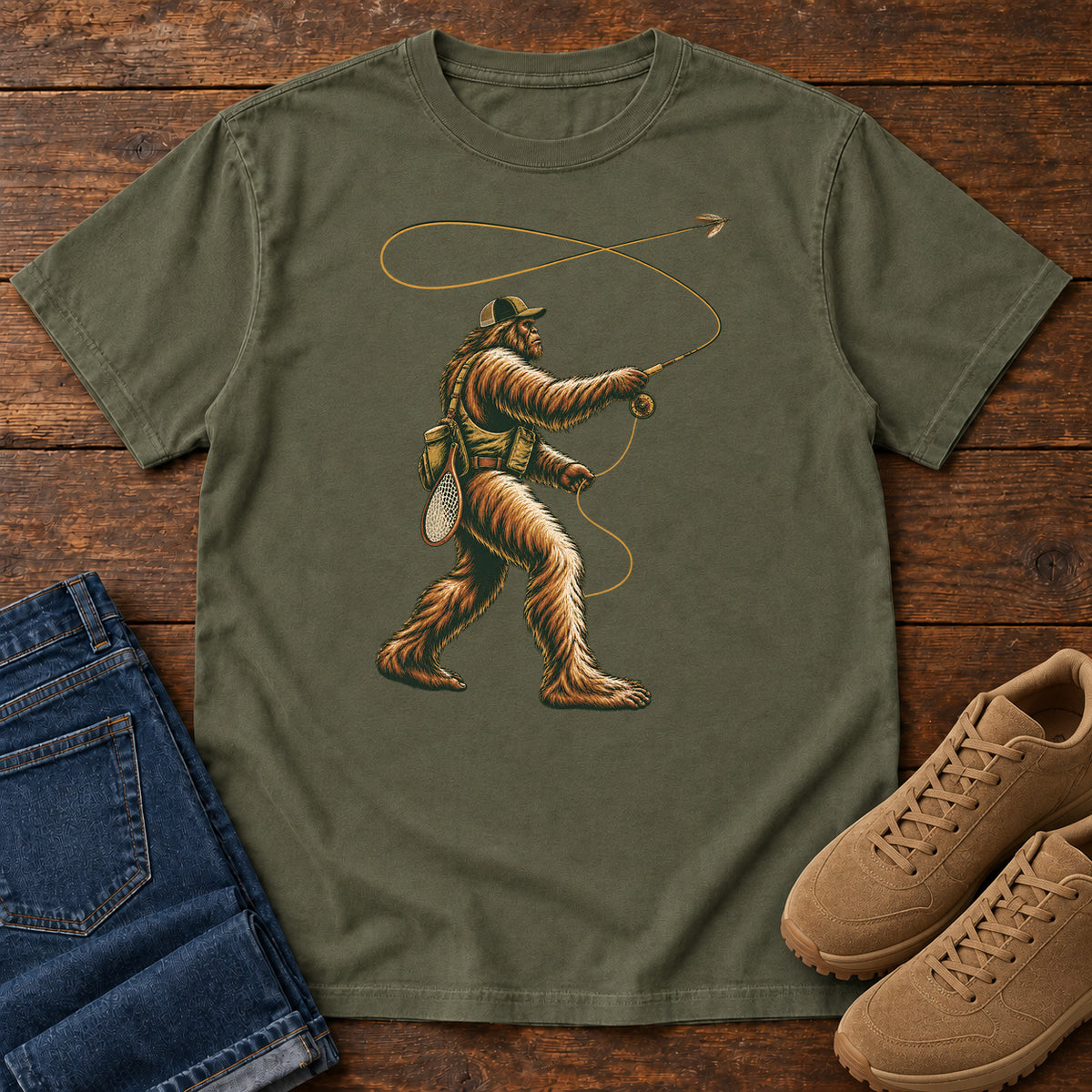 Bigfoot Fly Fishing T-Shirt in Sage