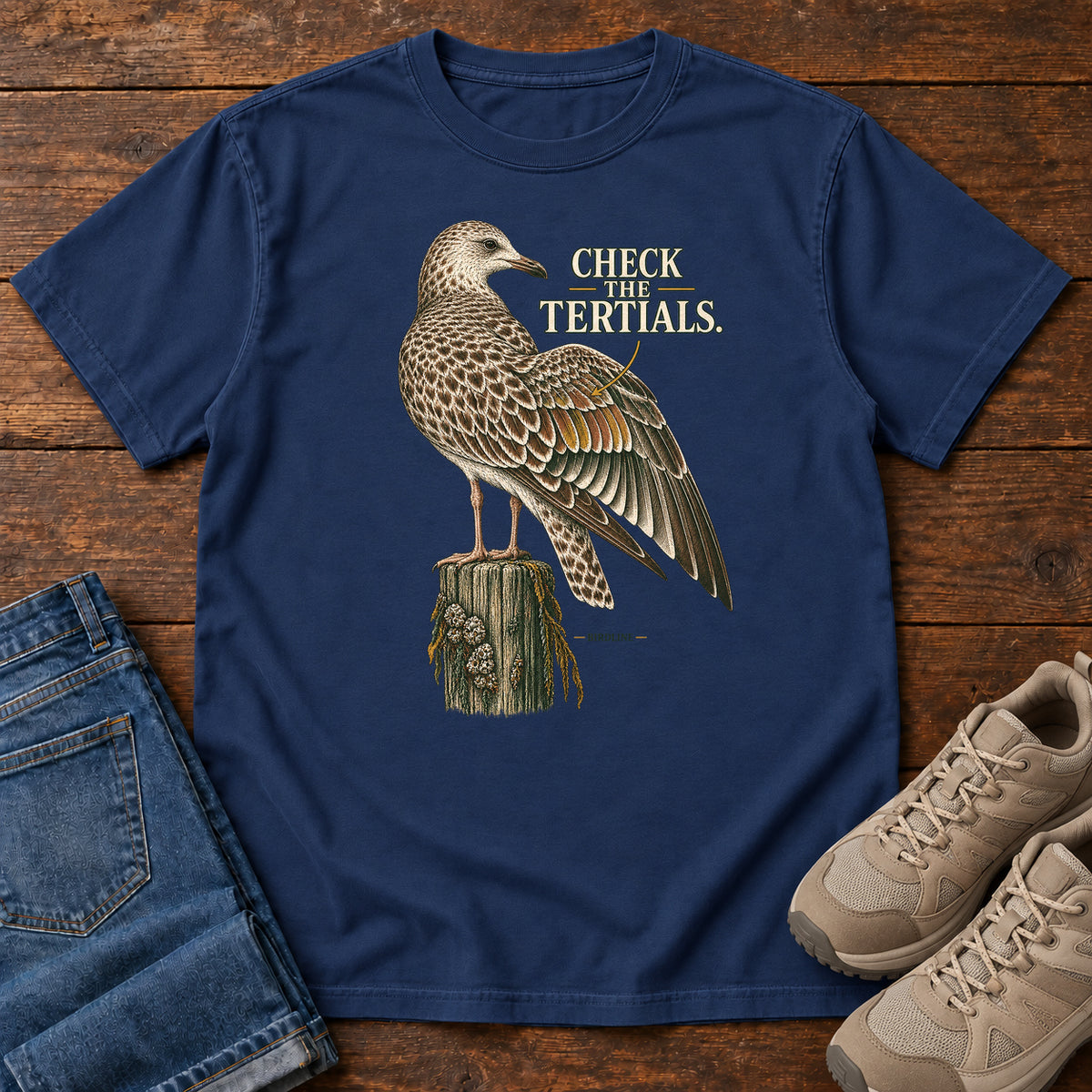 Check the Tertials Gull T-Shirt in True Navy