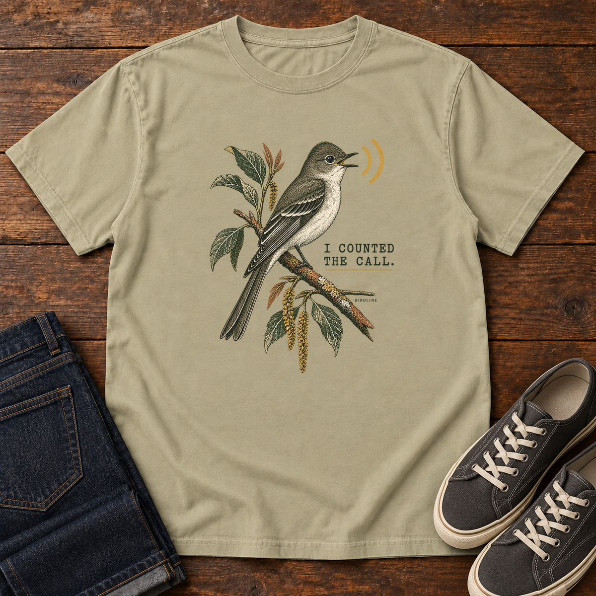 I Counted the Call Songbird T-Shirt – Perched in Khaki