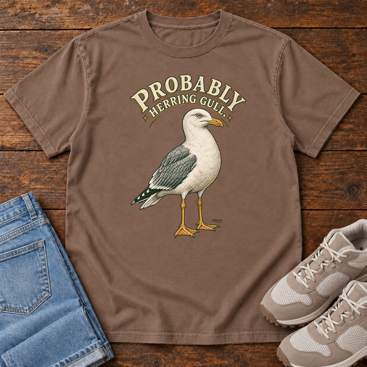 Probably Herring Gull T-Shirt – Portrait in Espresso