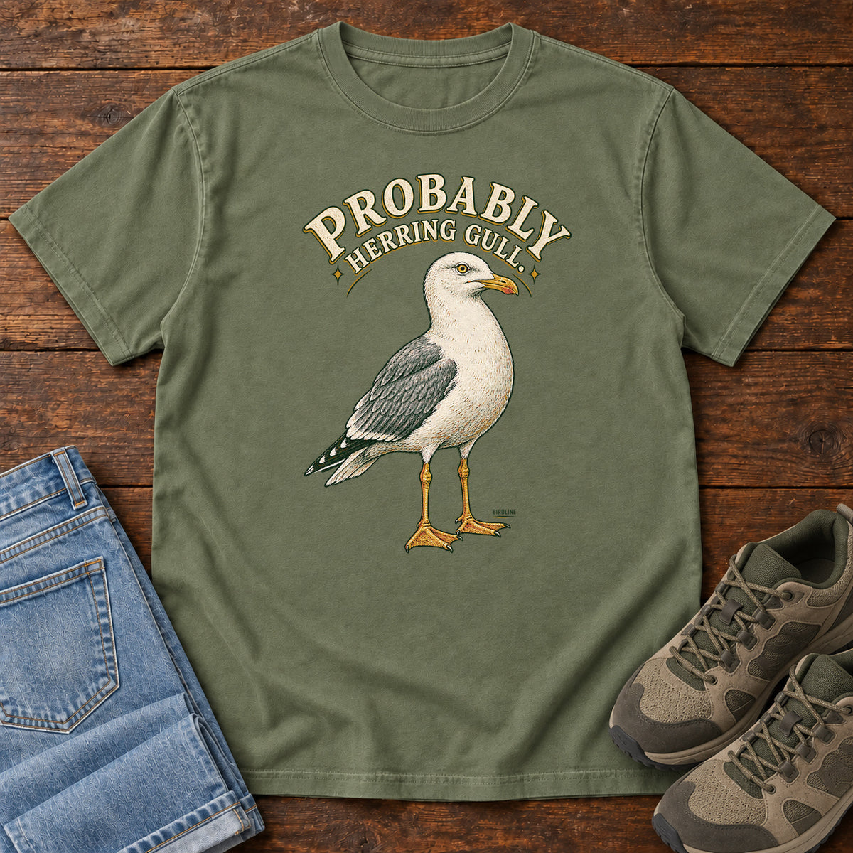 Probably Herring Gull T-Shirt – Portrait in Moss