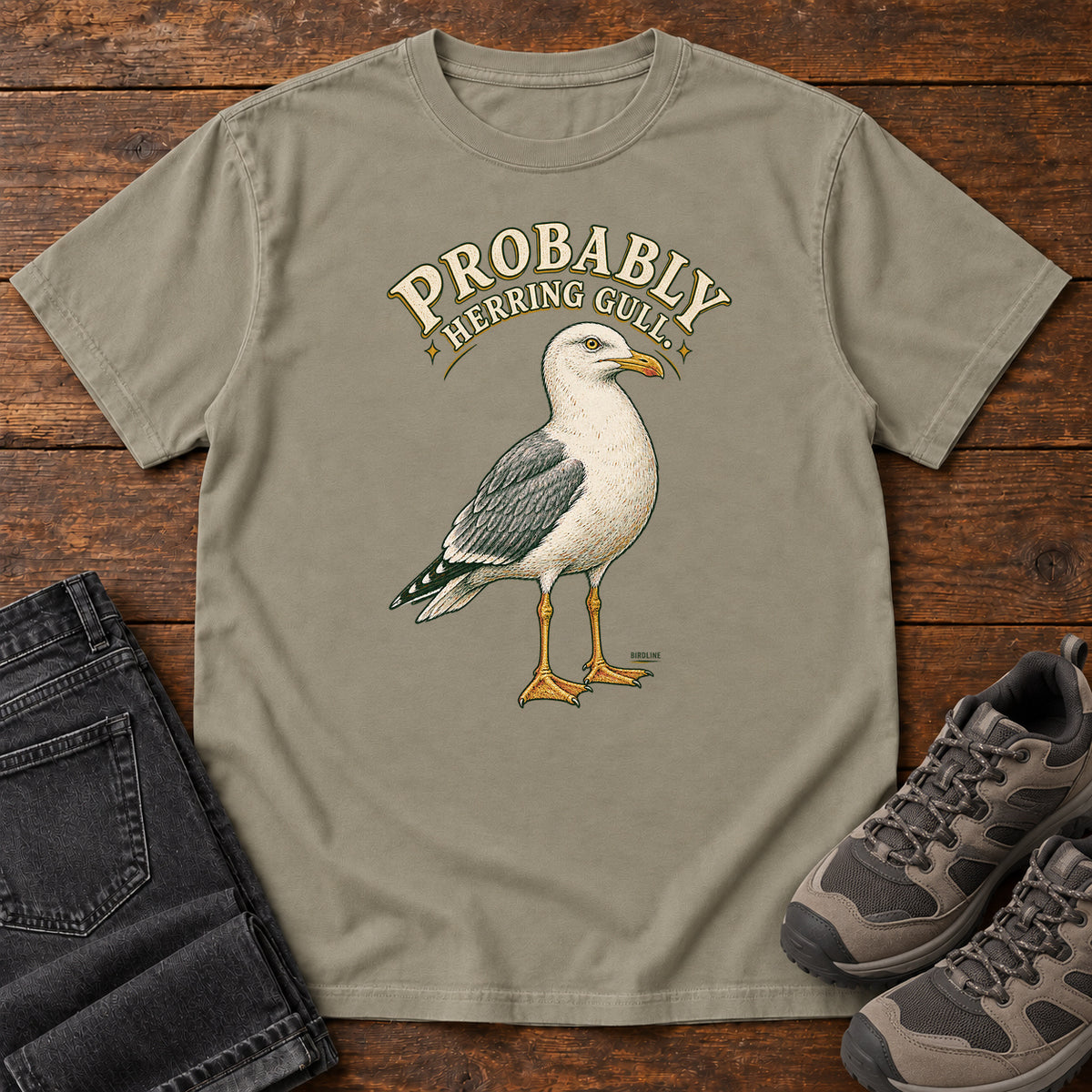 Probably Herring Gull T-Shirt – Portrait in Sandstone