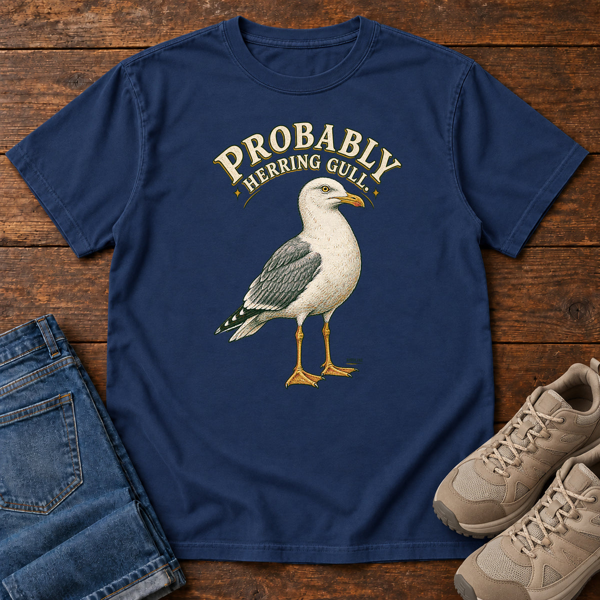 Probably Herring Gull T-Shirt – Portrait in True Navy