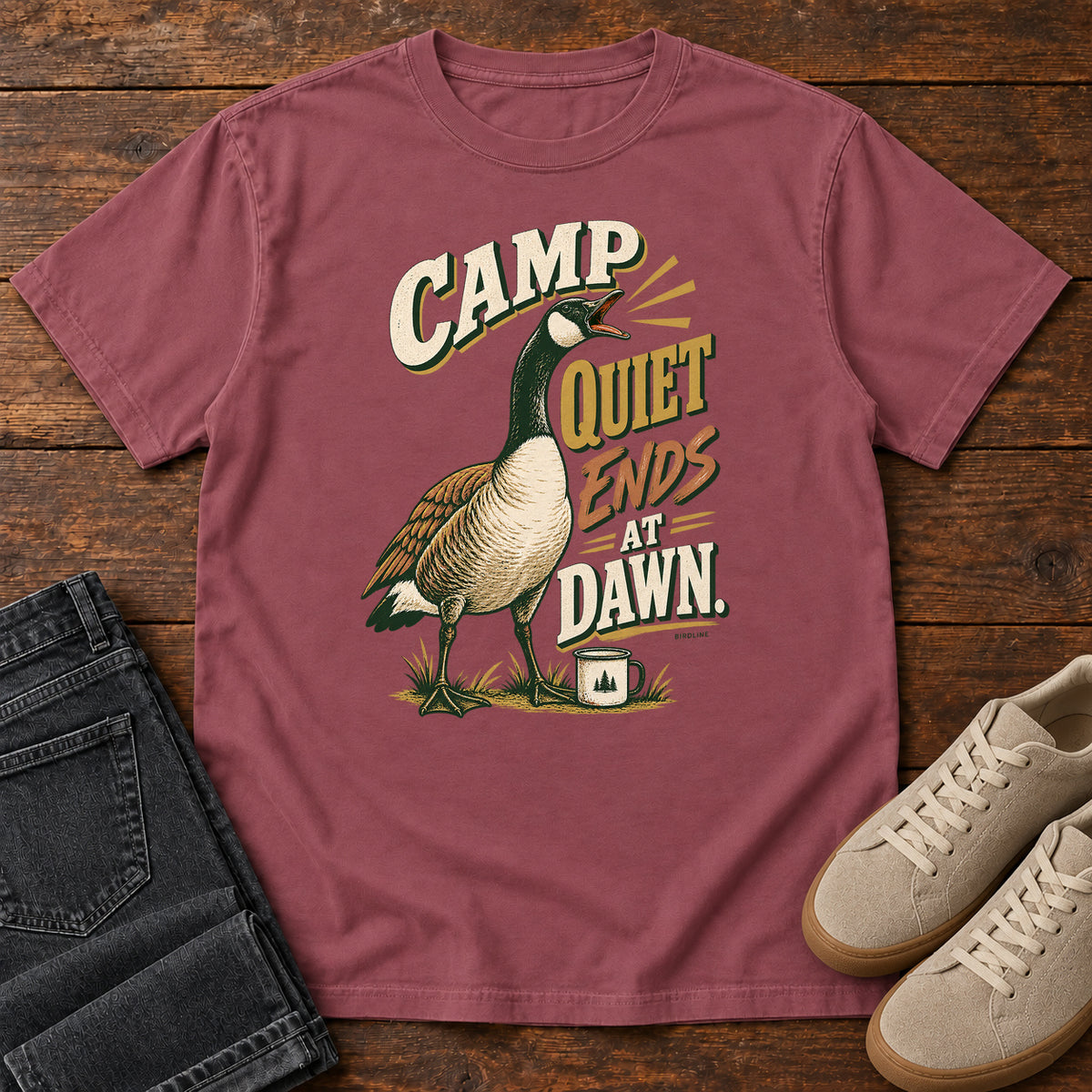 Camp Quiet Ends at Dawn Goose T-Shirt in Brick