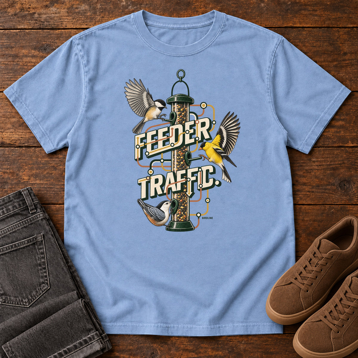 Feeder Traffic T-Shirt in Washed Denim