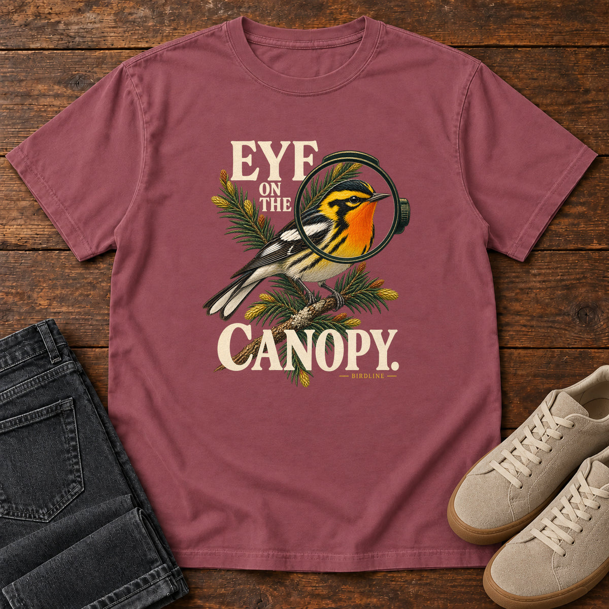 Eye on the Canopy Warbler T-Shirt in Brick