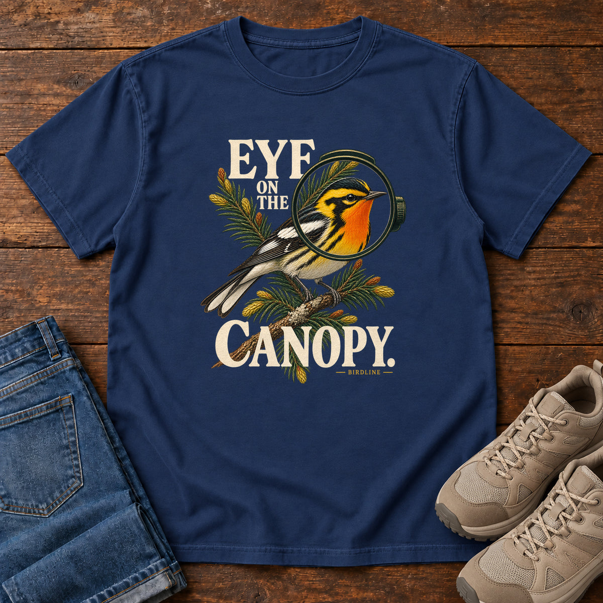 Eye on the Canopy Warbler T-Shirt in True Navy