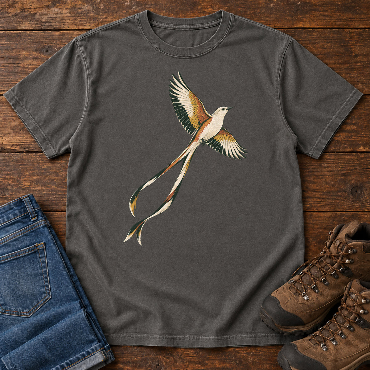 Scissor Tailed Flycatcher T-Shirt in Pepper
