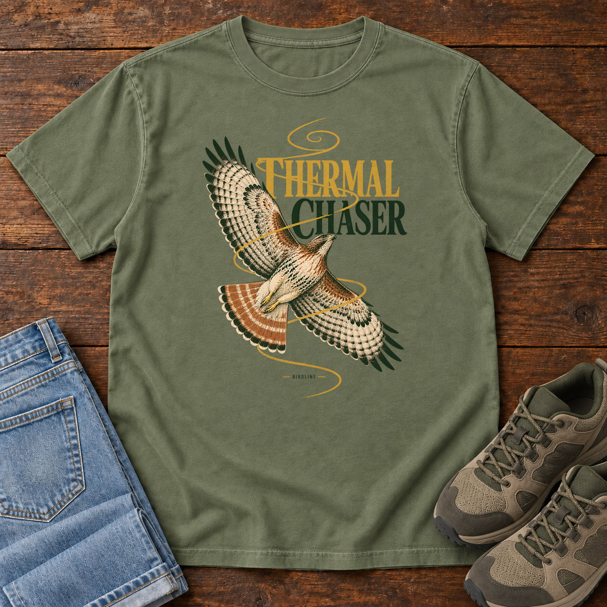 Thermal Chaser Hawk T-Shirt in Moss
