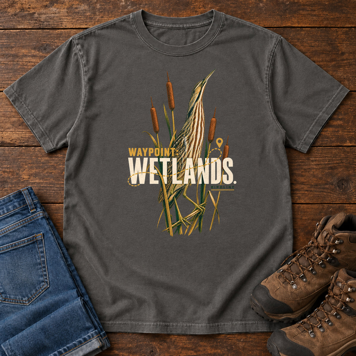 Waypoint Wetlands Bittern T-Shirt in Pepper