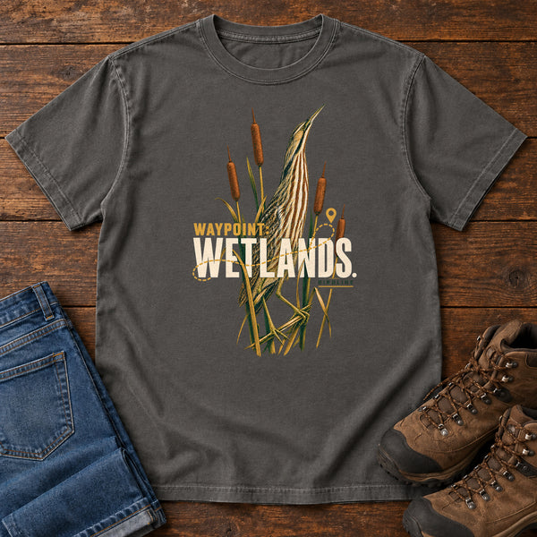 Waypoint Wetlands Bittern T-Shirt in Pepper, front view