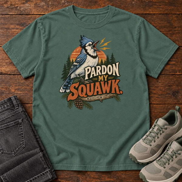 Pardon My Squawk T-Shirt in Blue Spruce, front view