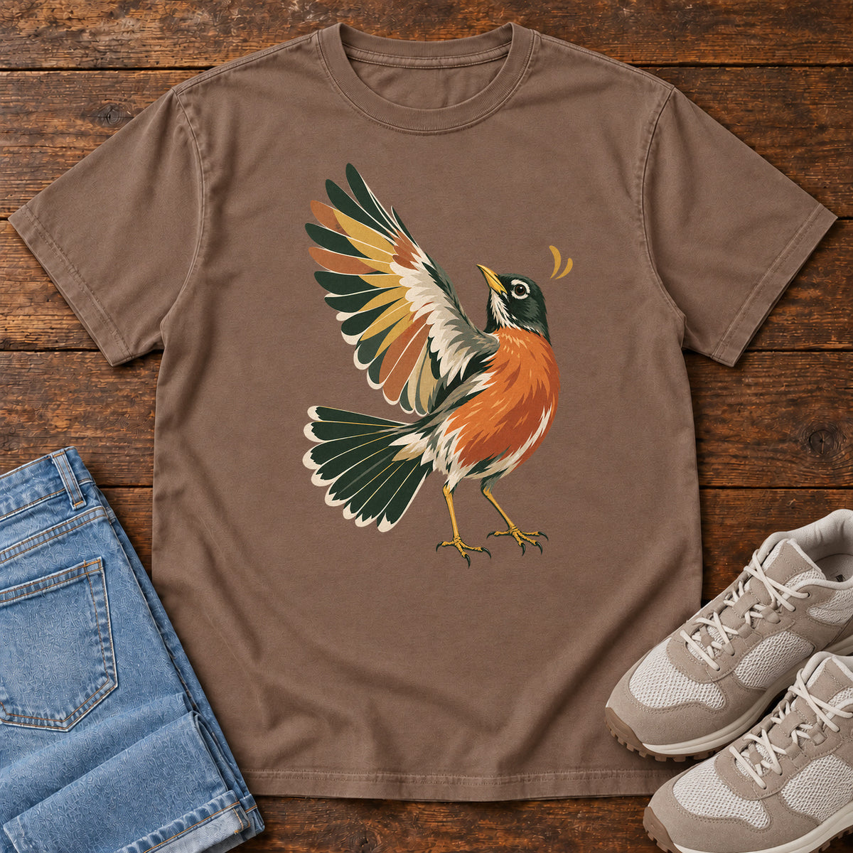 Robin in Flight T-Shirt in Espresso