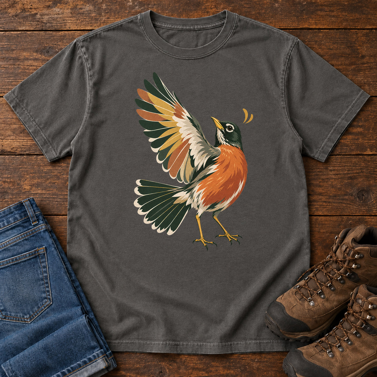 Robin in Flight T-Shirt in Pepper