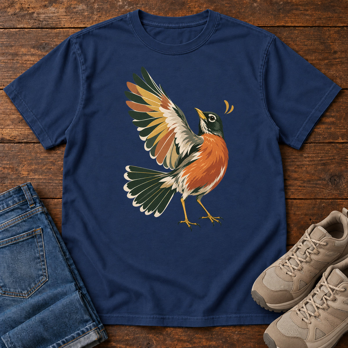 Robin in Flight T-Shirt in True Navy