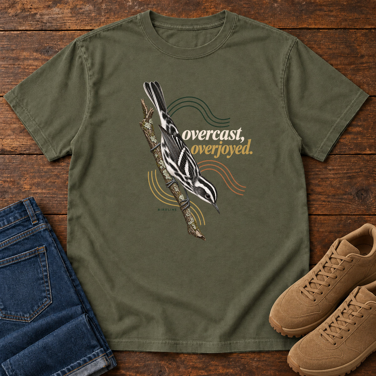 Overcast Overjoyed Nuthatch T-Shirt in Sage