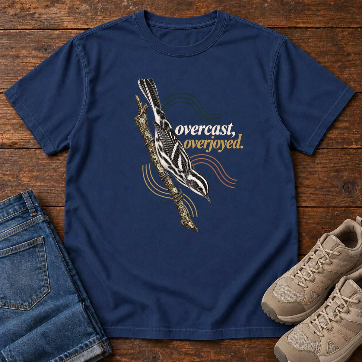 Overcast Overjoyed Nuthatch T-Shirt in True Navy