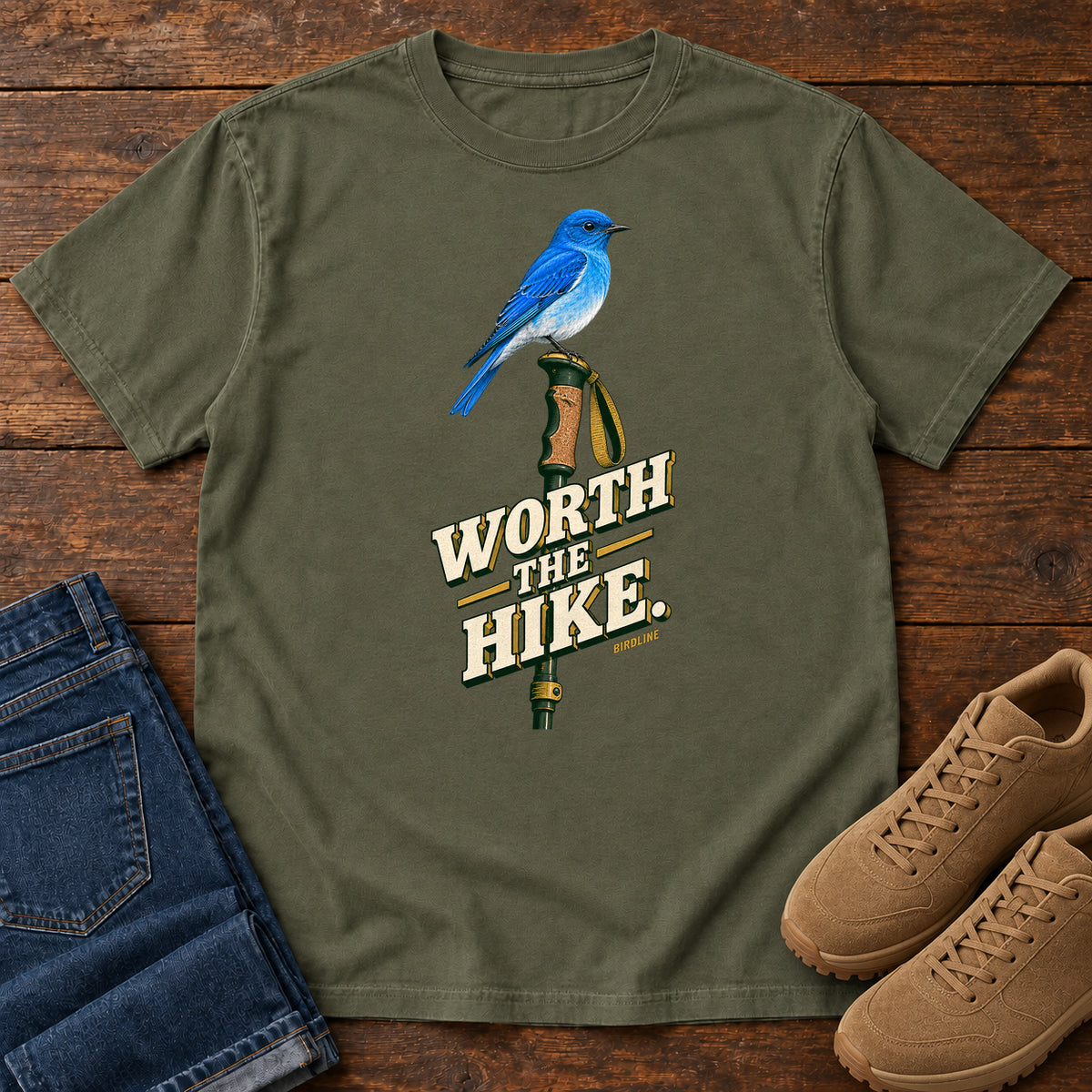 Worth the Hike Bluebird T-Shirt in Sage