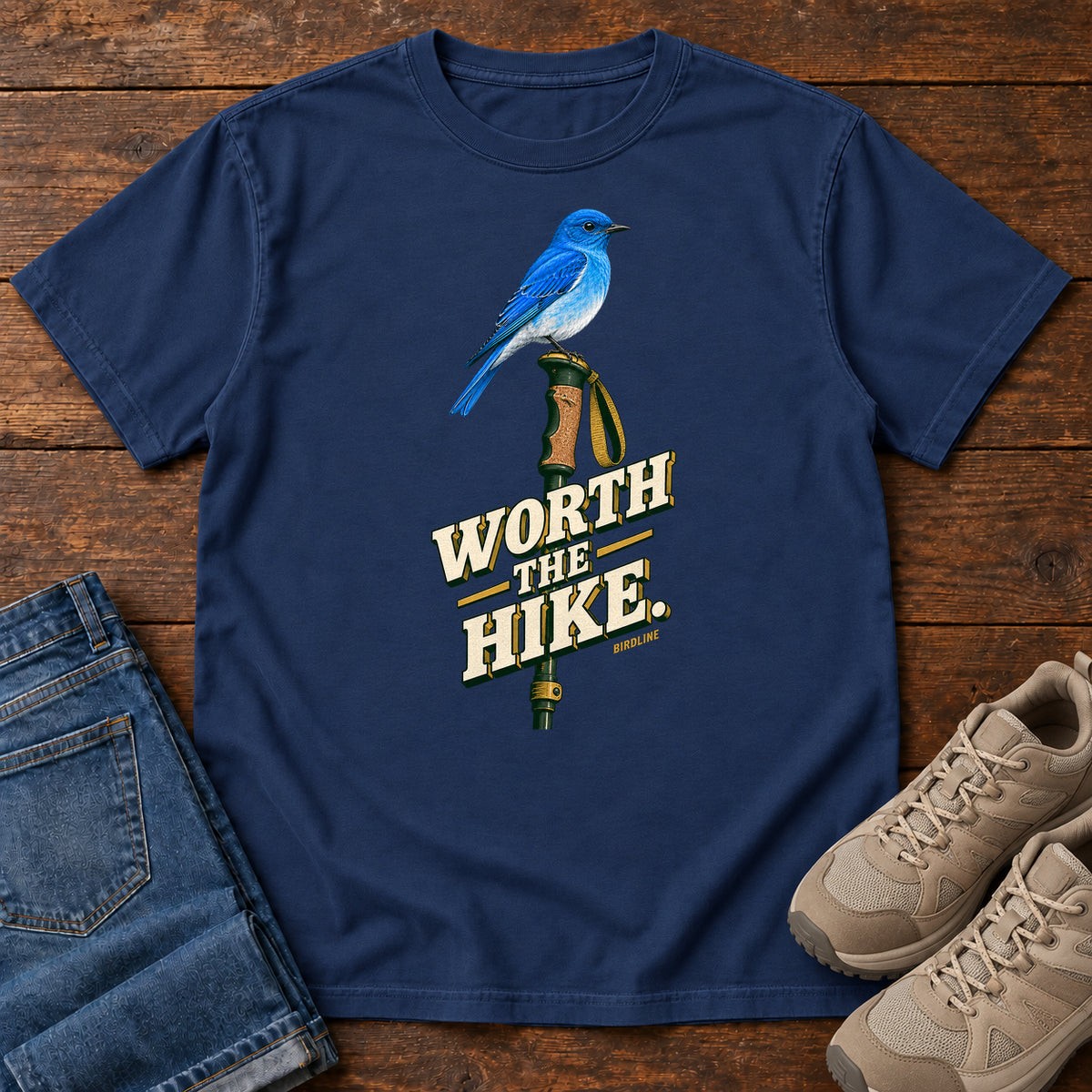 Worth the Hike Bluebird T-Shirt in True Navy