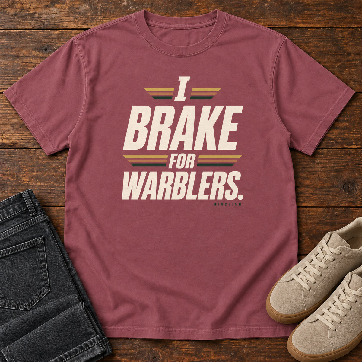 I Brake for Warblers T-Shirt in Brick