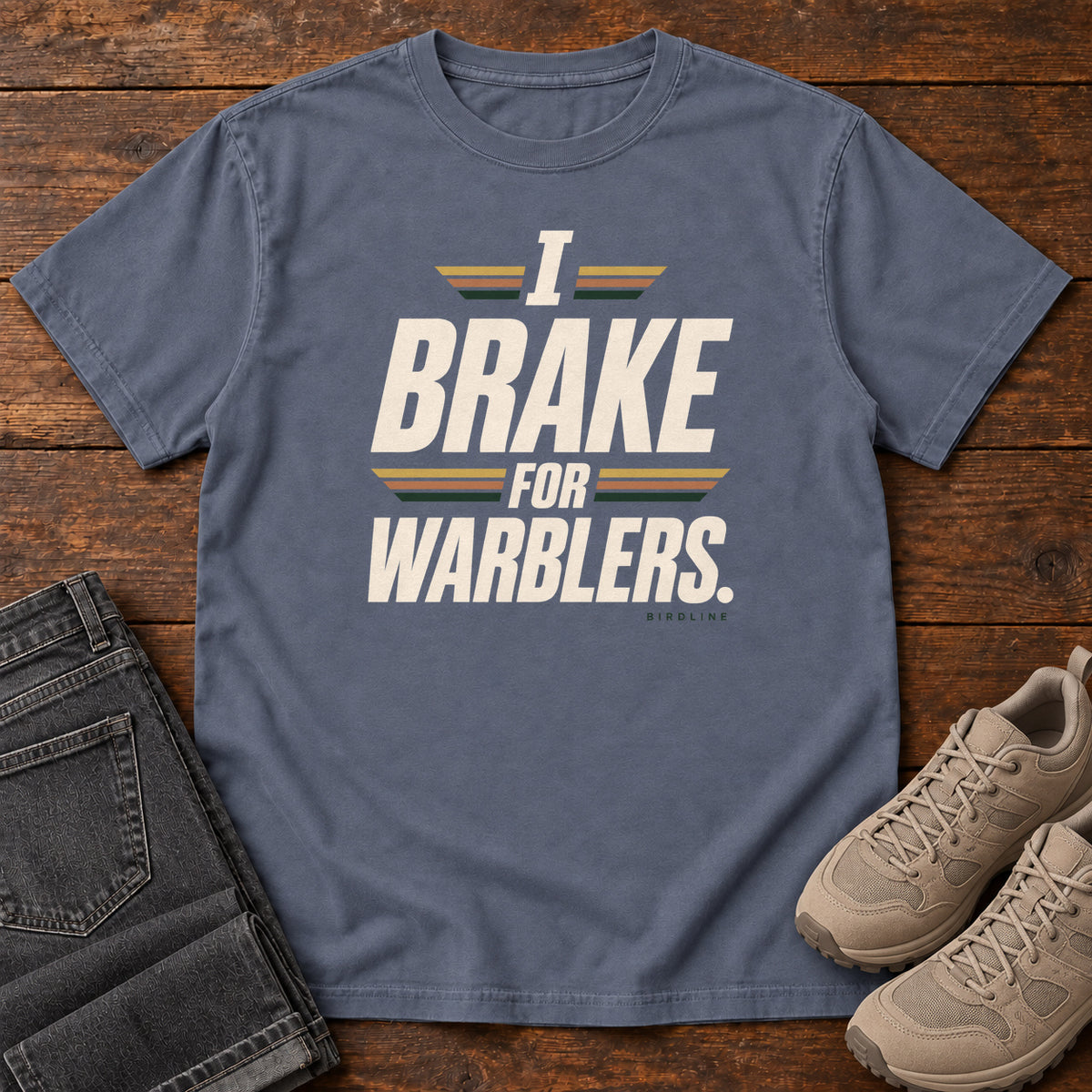I Brake for Warblers T-Shirt in Denim