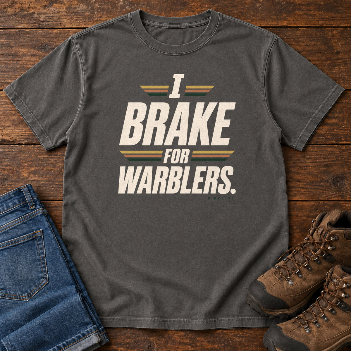 I Brake for Warblers T-Shirt in Pepper