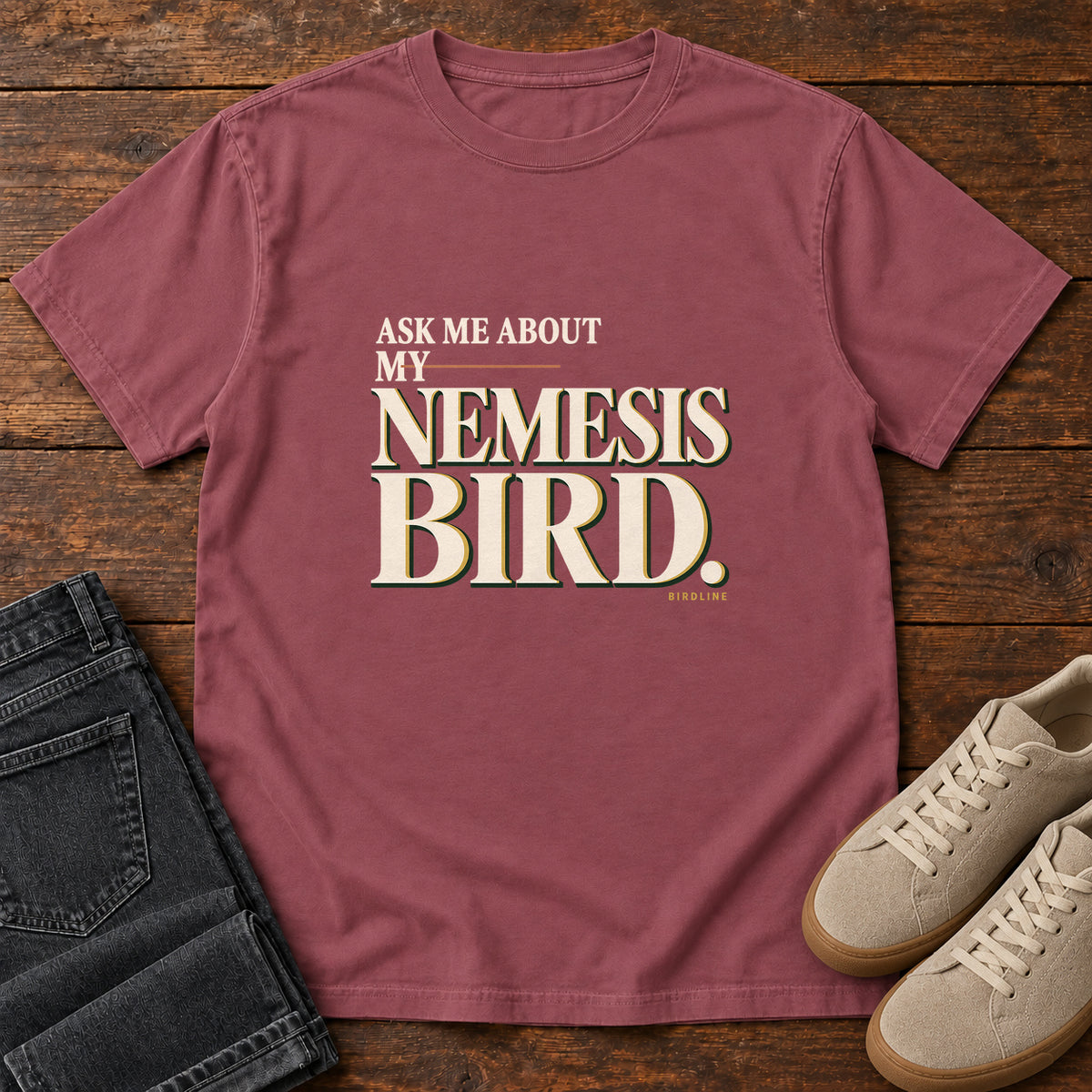 Ask Me About My Nemesis Bird T-Shirt in Brick