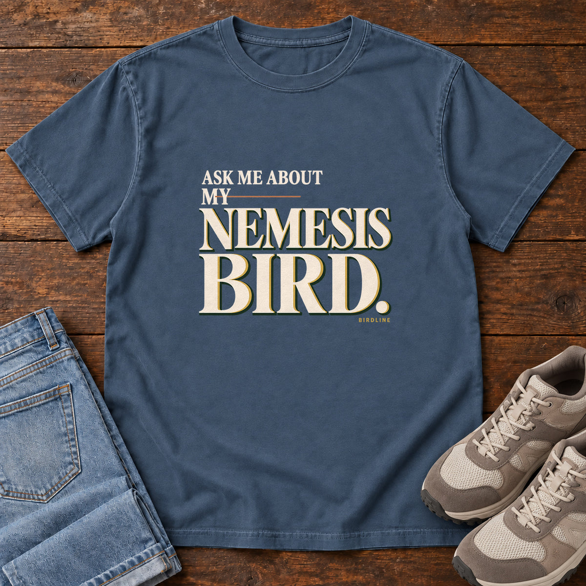 Ask Me About My Nemesis Bird T-Shirt in Midnight