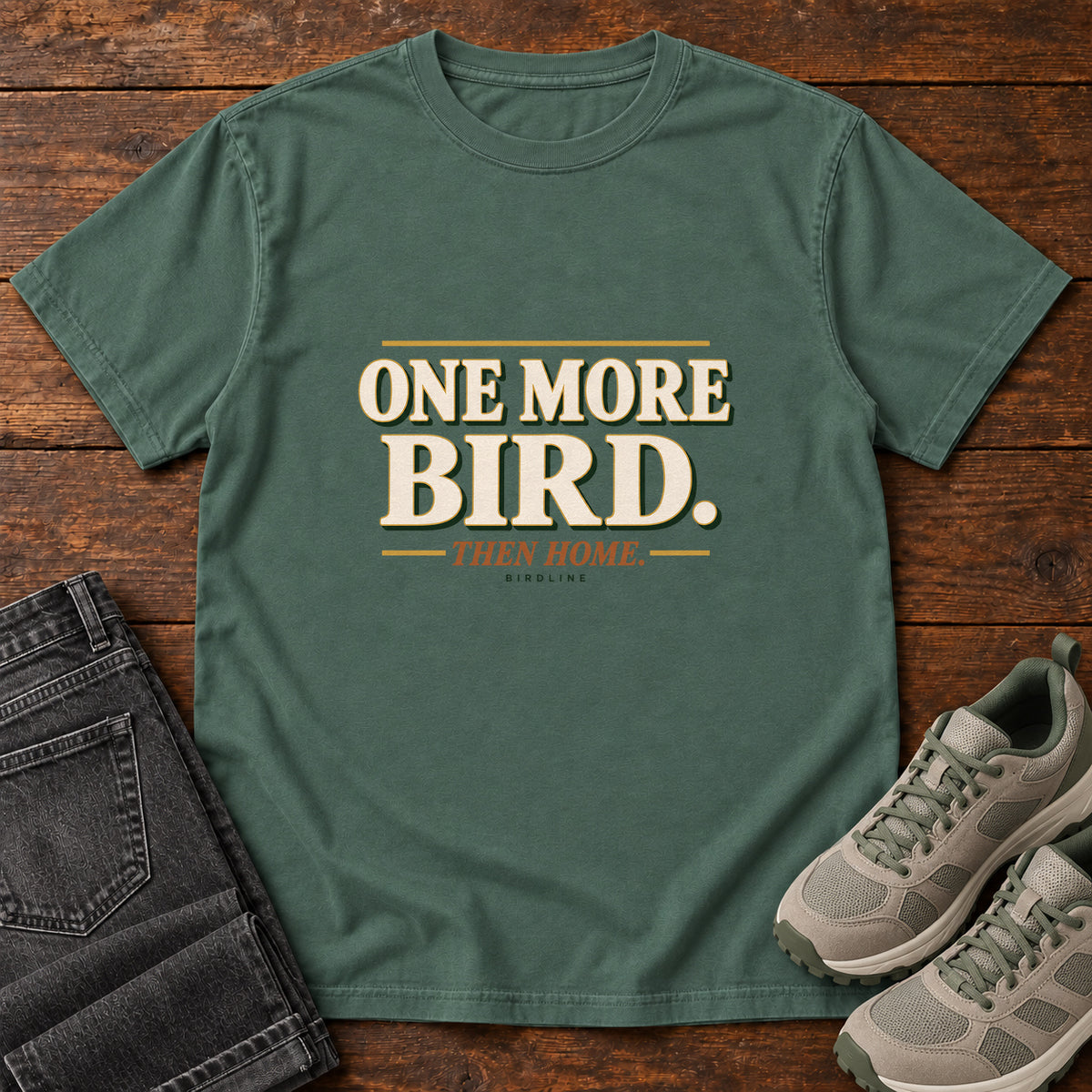 One More Bird Then Home T-Shirt in Blue Spruce