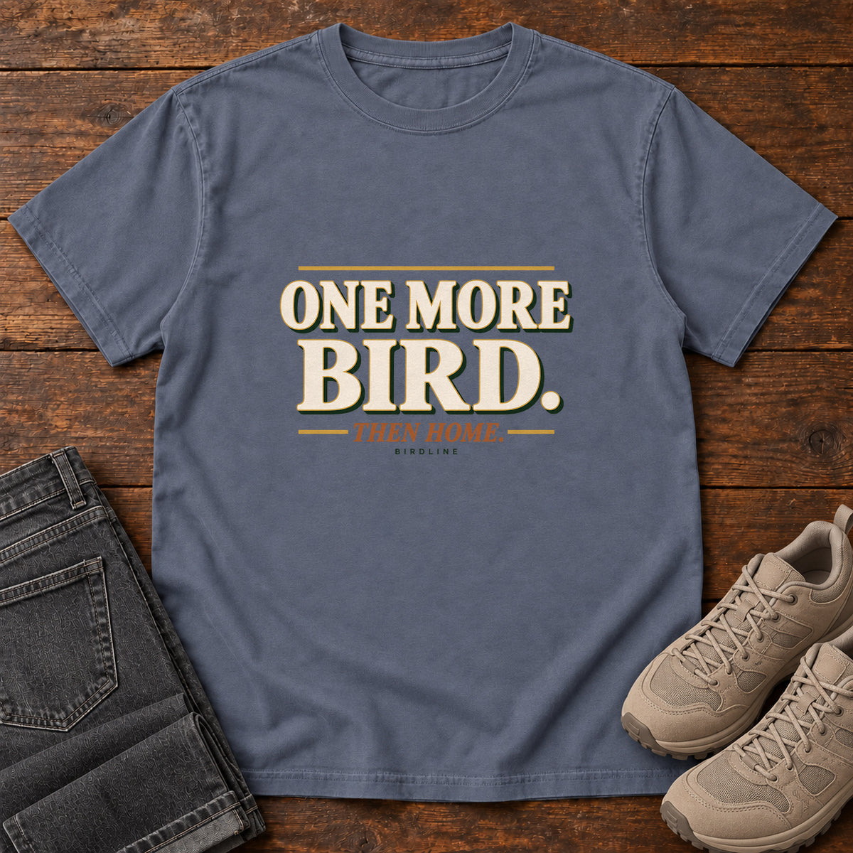 One More Bird Then Home T-Shirt in Denim