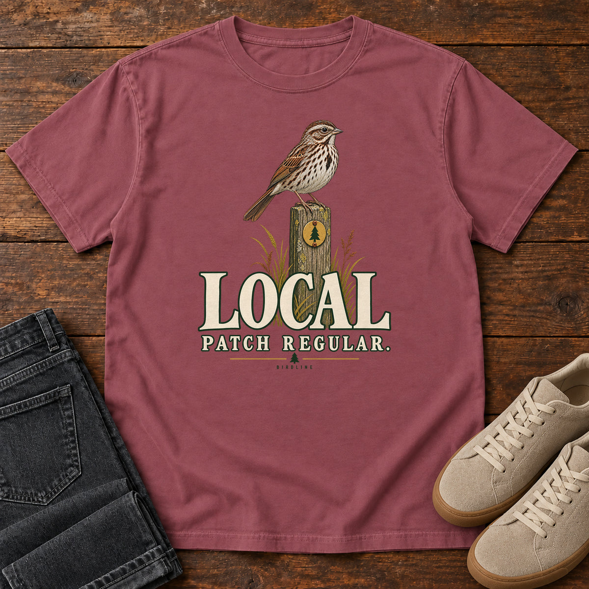 Local Patch Regular Sparrow T-Shirt in Brick