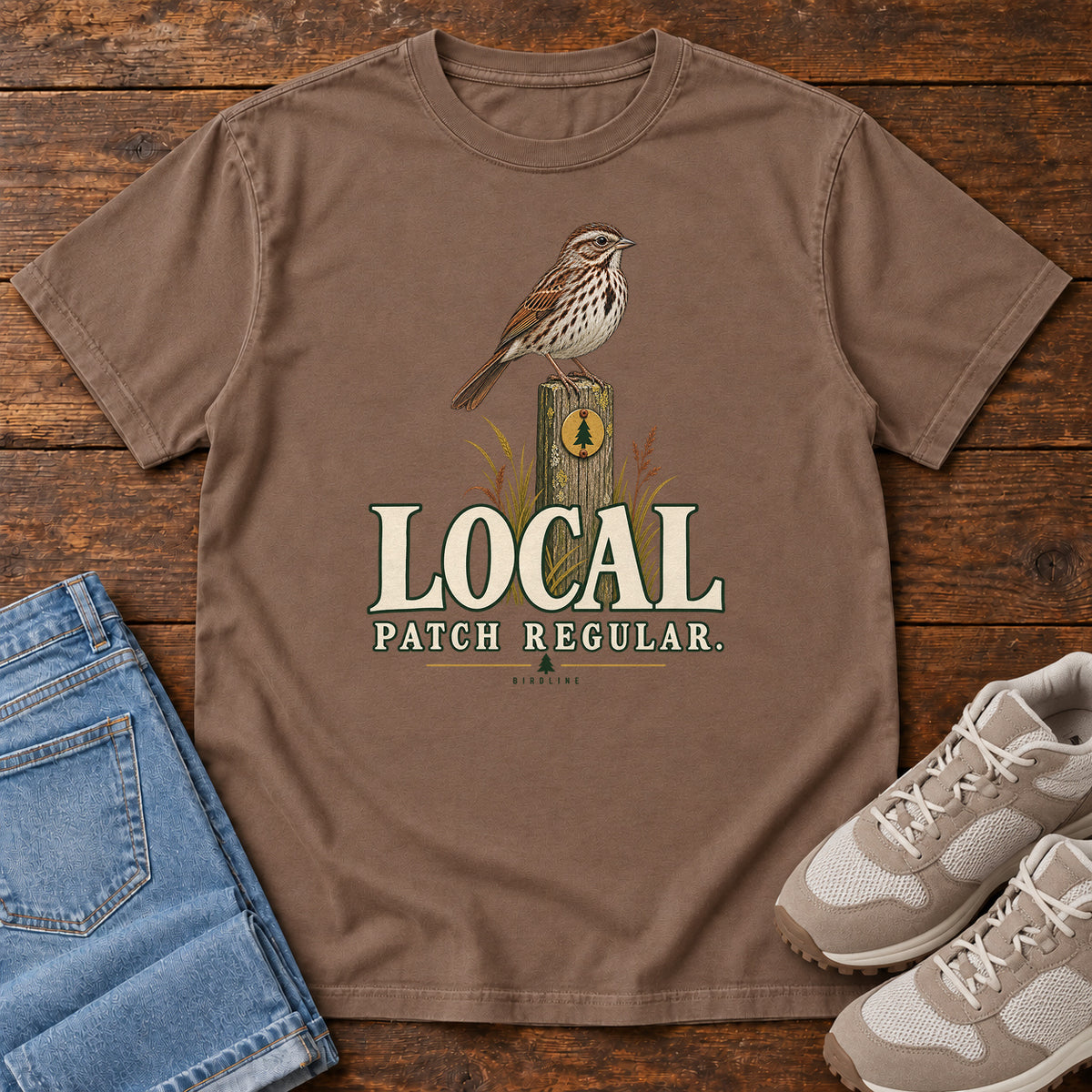 Local Patch Regular Sparrow T-Shirt in Espresso