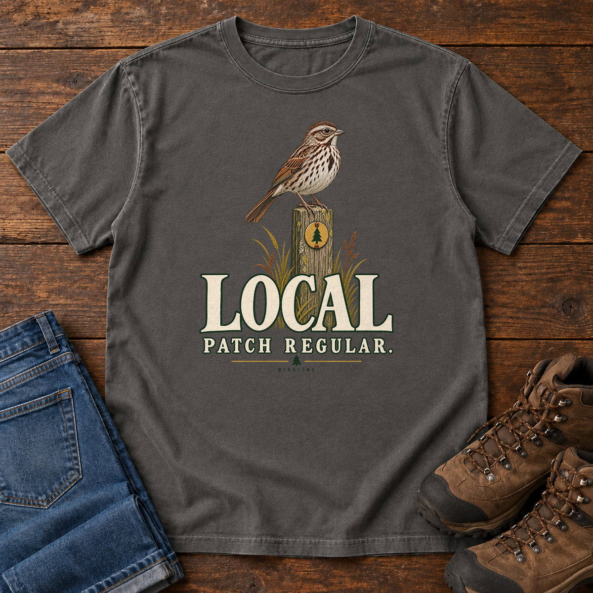 Local Patch Regular Sparrow T-Shirt in Pepper