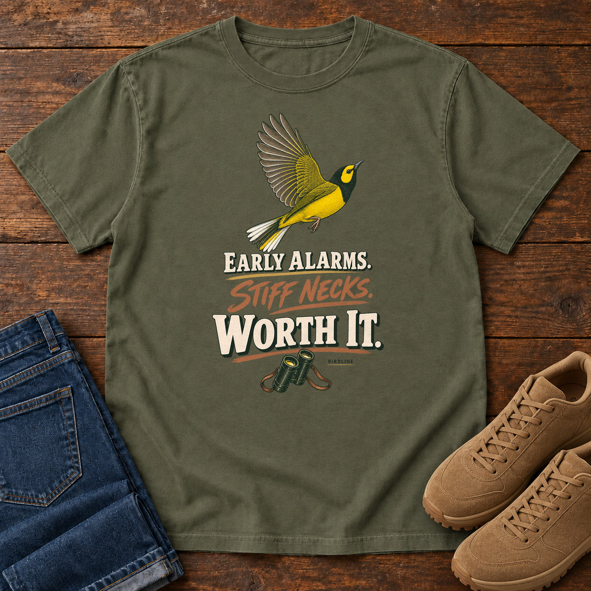Early Alarms Stiff Necks Worth It Oriole T-Shirt in Sage