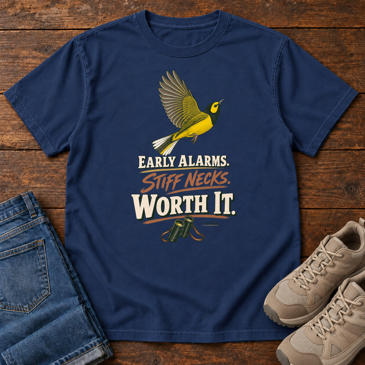 Early Alarms Stiff Necks Worth It Oriole T-Shirt in True Navy