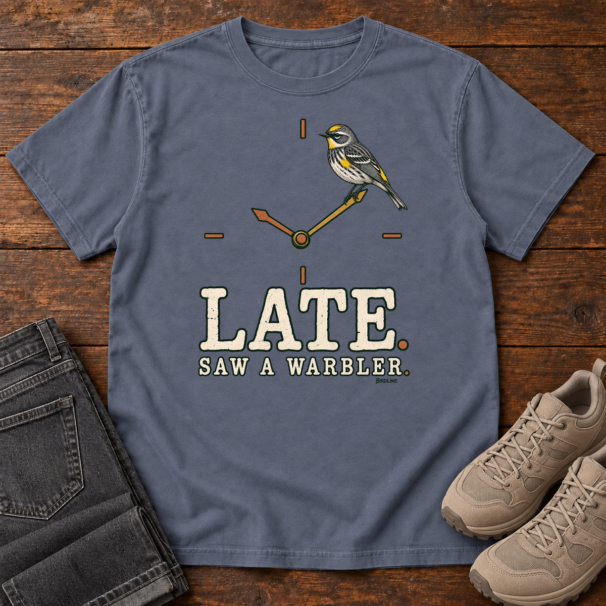 Late Saw a Warbler T-Shirt in Denim