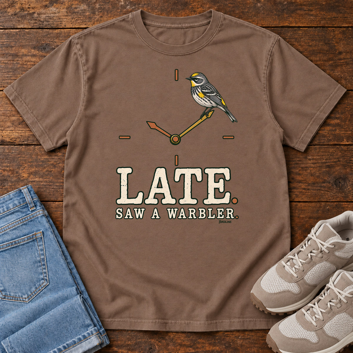 Late Saw a Warbler T-Shirt in Espresso