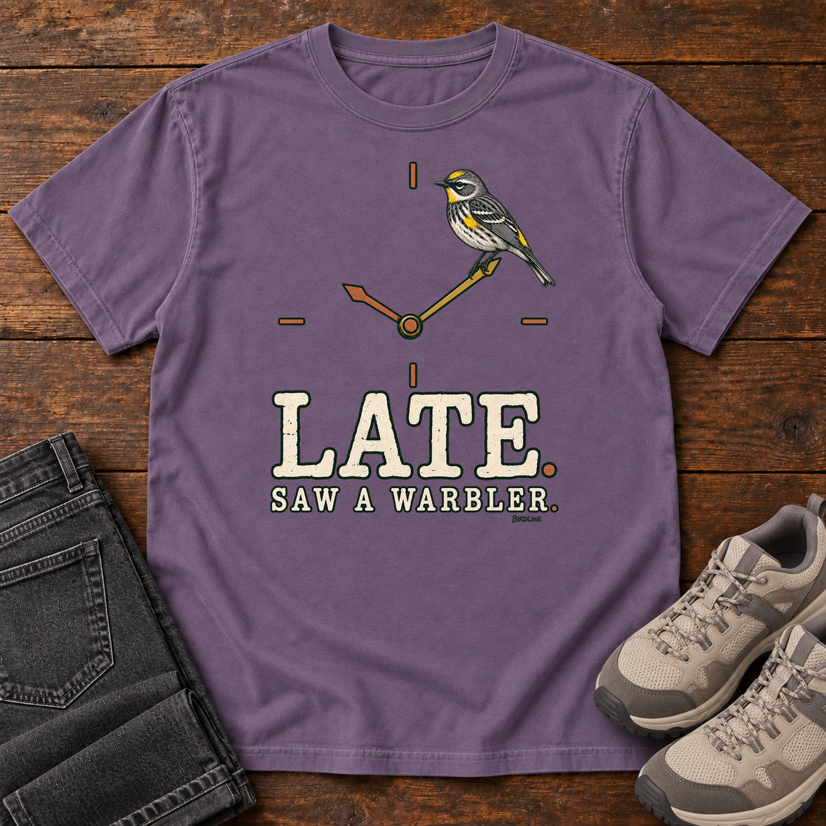 Late Saw a Warbler T-Shirt in Grape