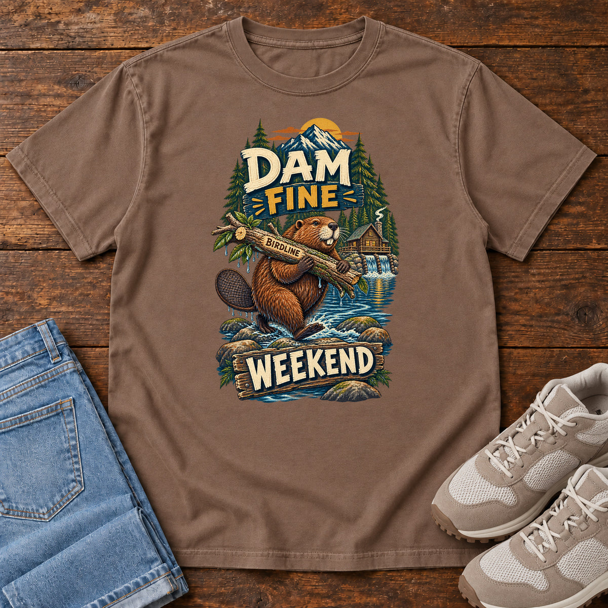 Dam Fine Weekend Beaver T-Shirt in Espresso