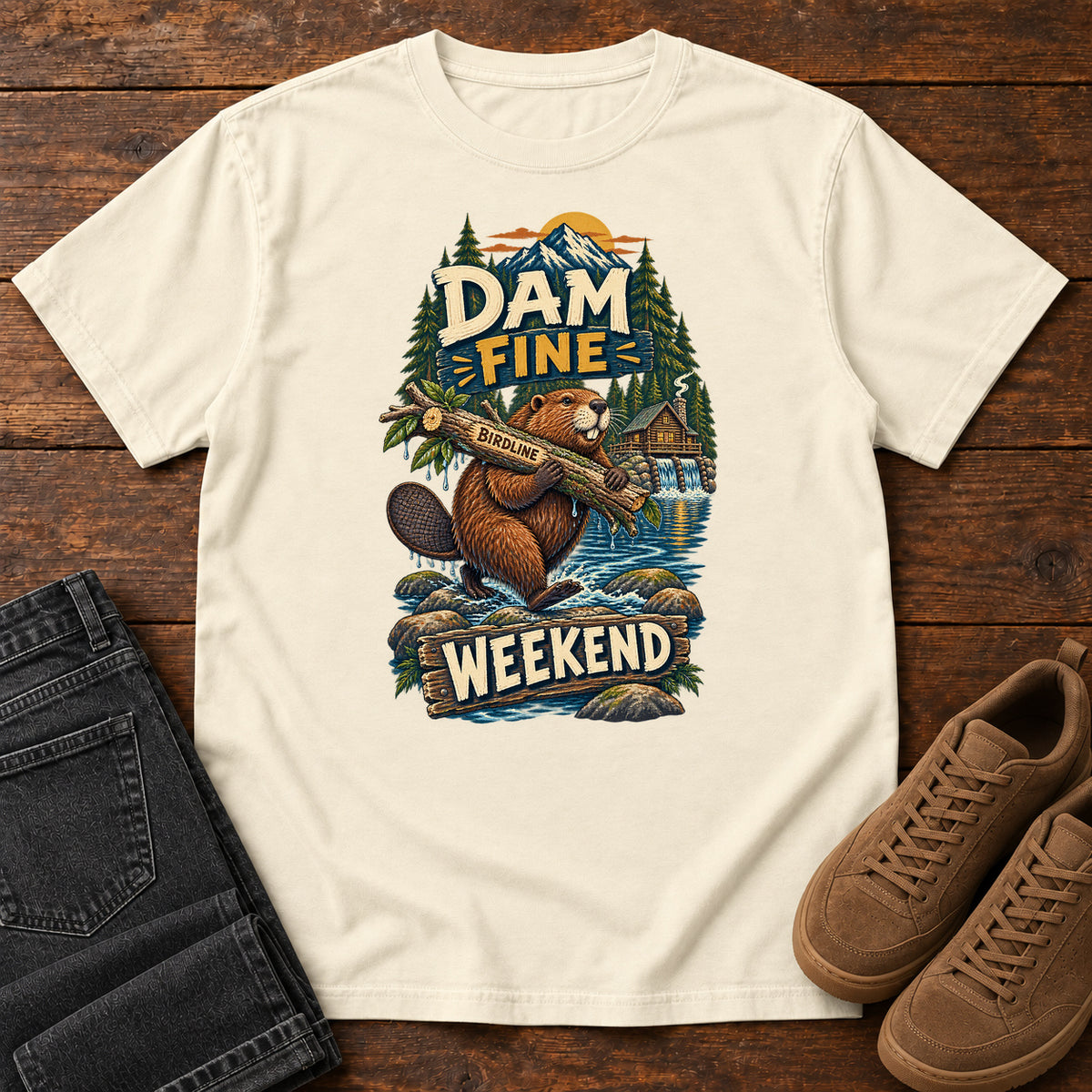 Dam Fine Weekend Beaver T-Shirt in Ivory