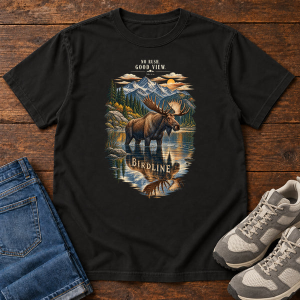 No Rush Good View Moose T-Shirt, alternate view