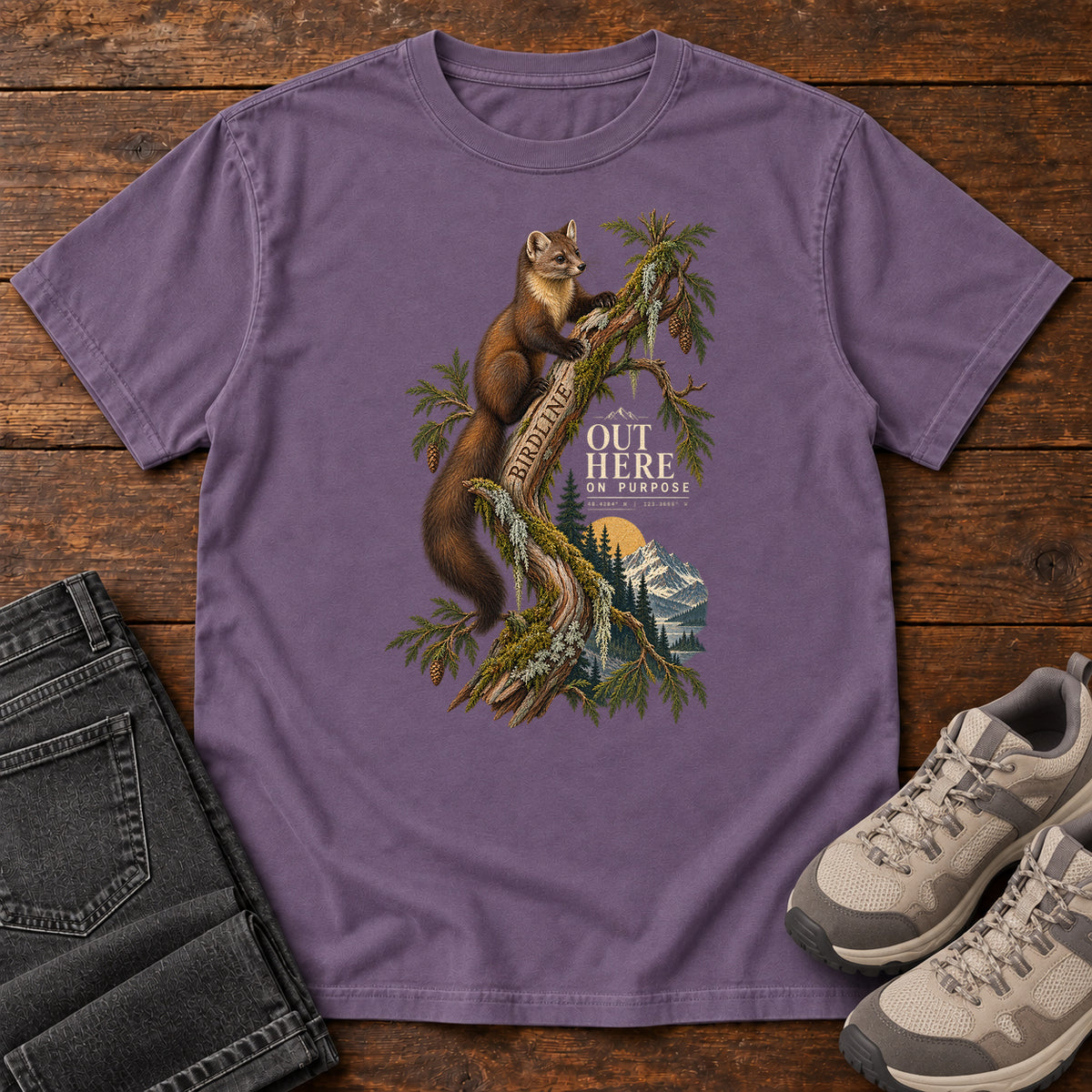 Out Here on Purpose Squirrel T-Shirt in Grape