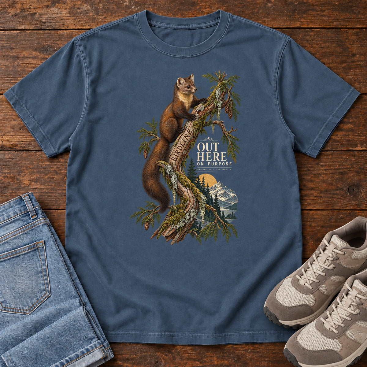 Out Here on Purpose Squirrel T-Shirt in Midnight