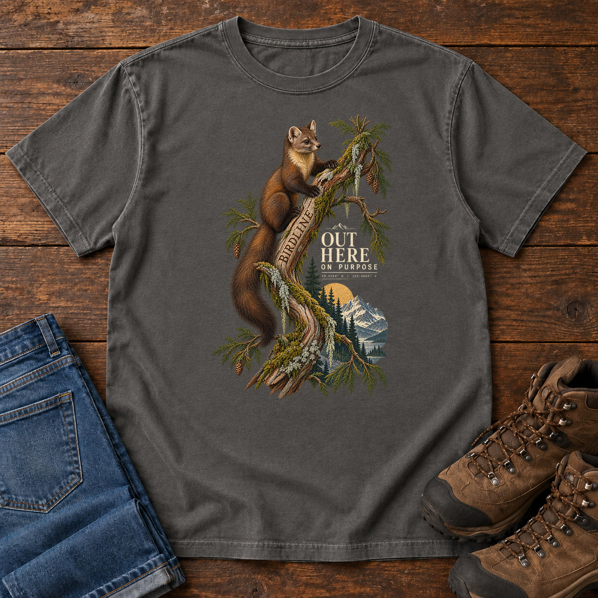 Out Here on Purpose Squirrel T-Shirt in Pepper
