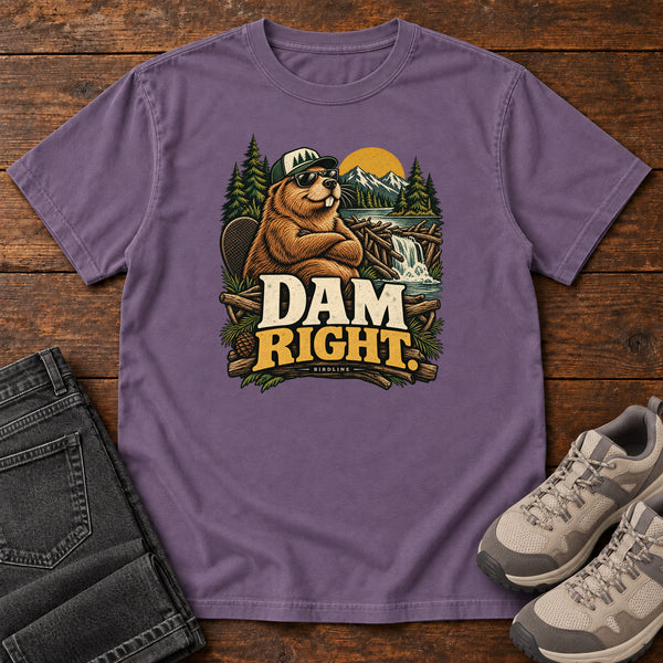 Dam Right T-Shirt in Grape, front view