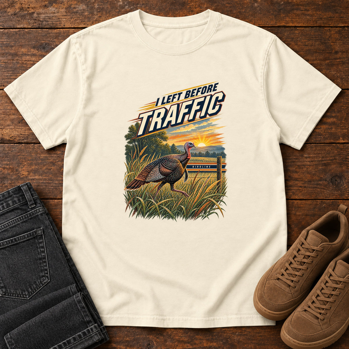 I Left Before Traffic Turkey T-Shirt in Ivory, left side