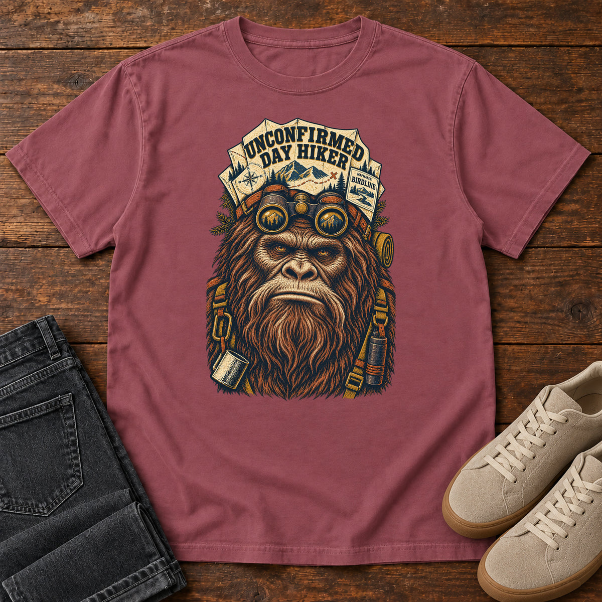 Unconfirmed Day Hiker Bigfoot T-Shirt in Brick