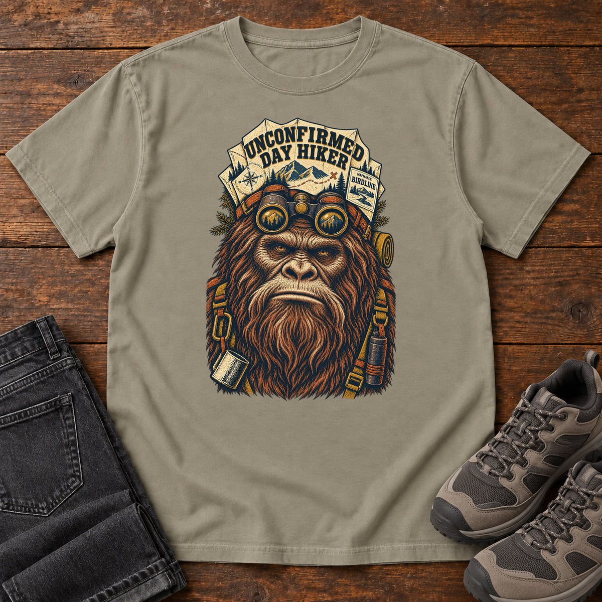 Unconfirmed Day Hiker Bigfoot T-Shirt in Sandstone